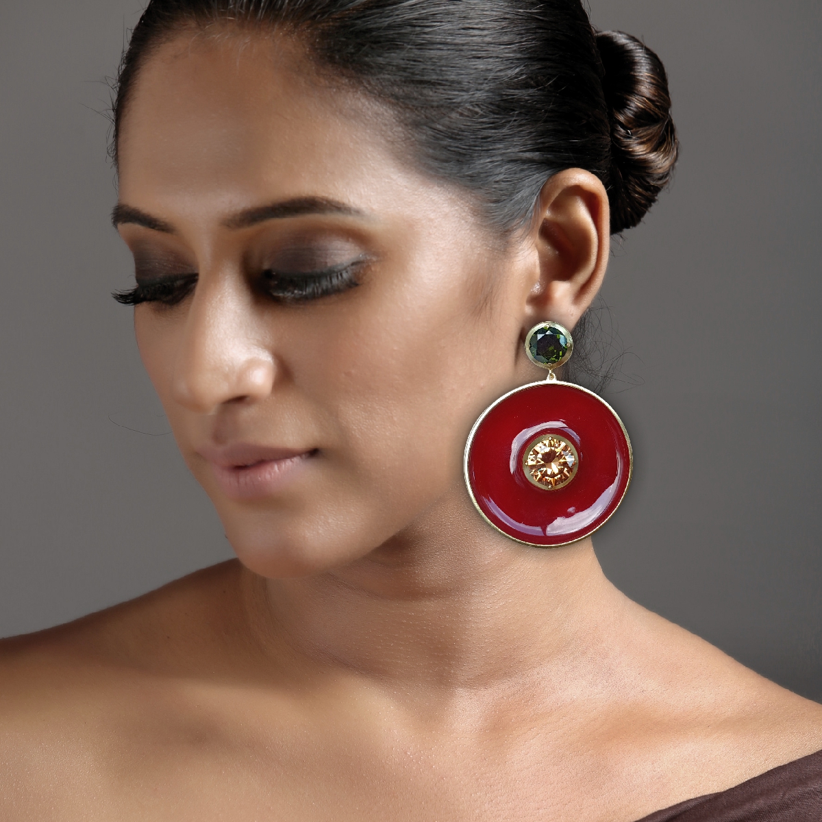 Malhar Red Statement Power Earrings - Image 4