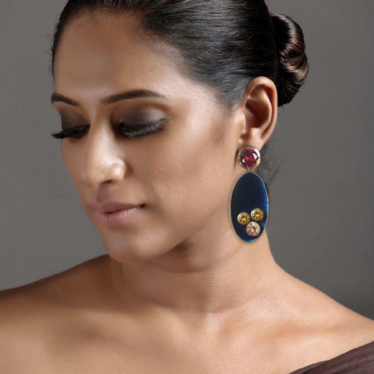 Malhar Vatika Oval Enamel Wisdom Earrings - Image 4