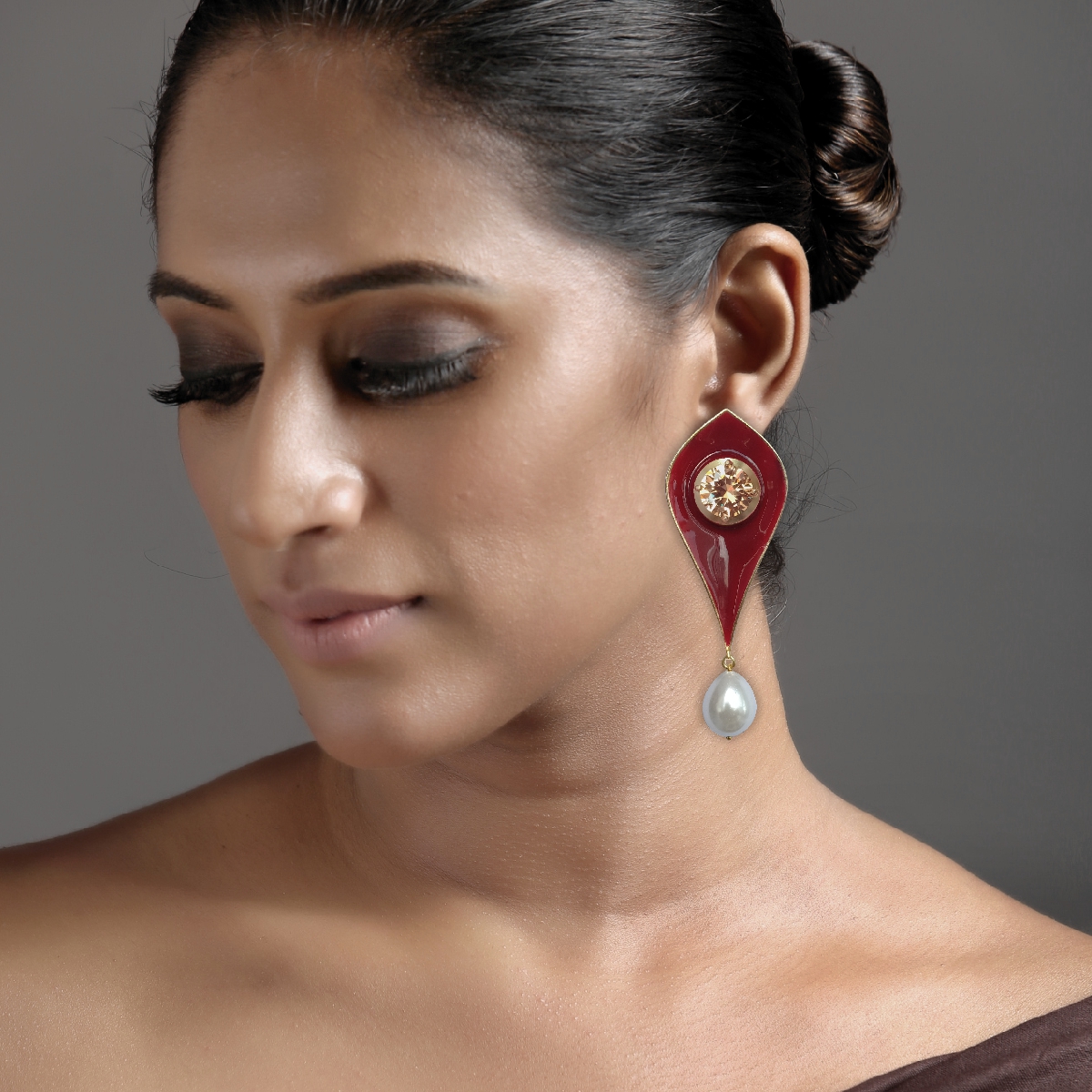Malhar Pearl Large Raindrop Power Earrings - Image 4