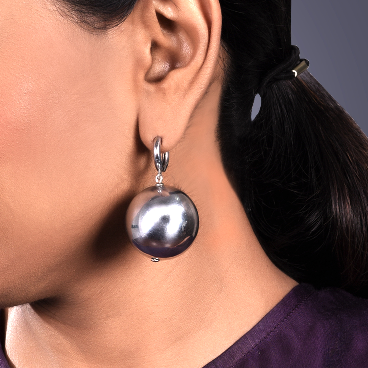Brahman Nebula Silver Bali Earrings - Image 3