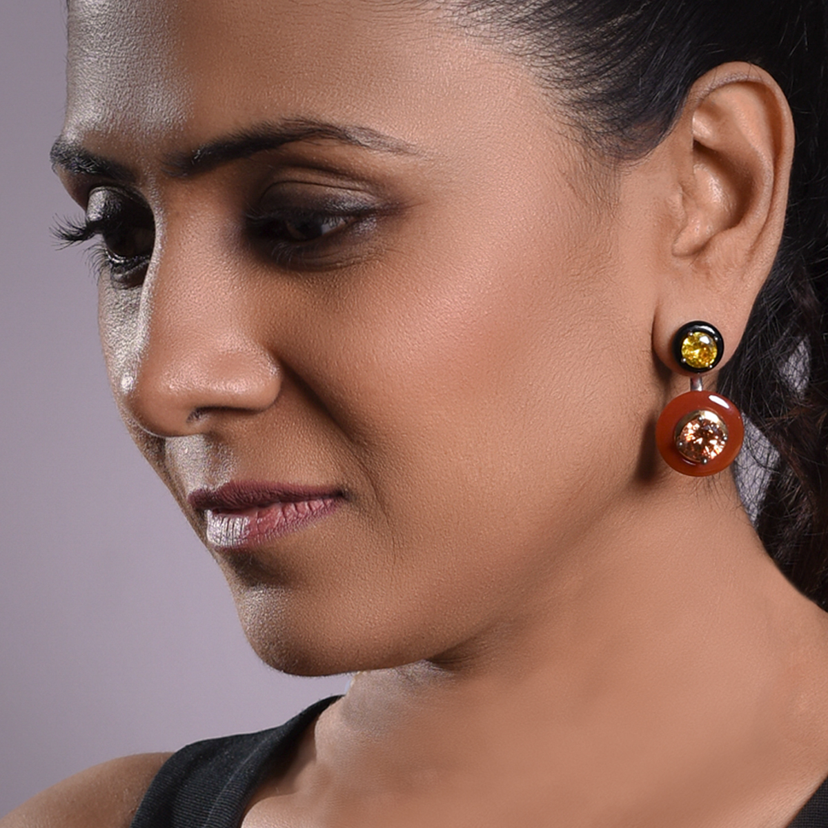 Sargamix 2 Pcs. Detachable Onyx Silver Earrings - Image 4