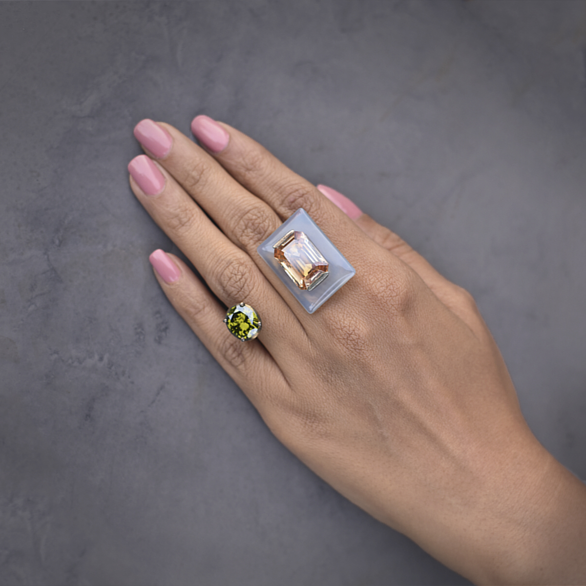 Sargamix Swan Onyx DoubleFinger Silver Ring - Image 3